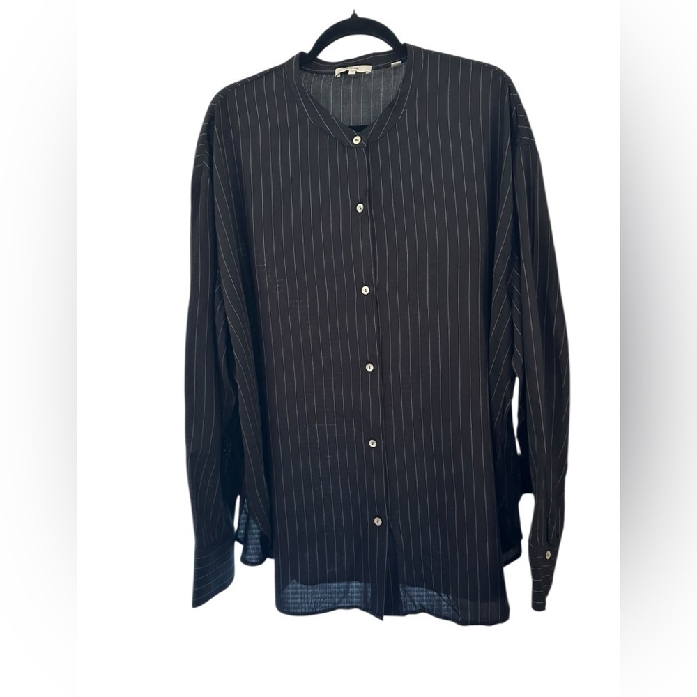 Vince Black/white striped button up shirts size XXL